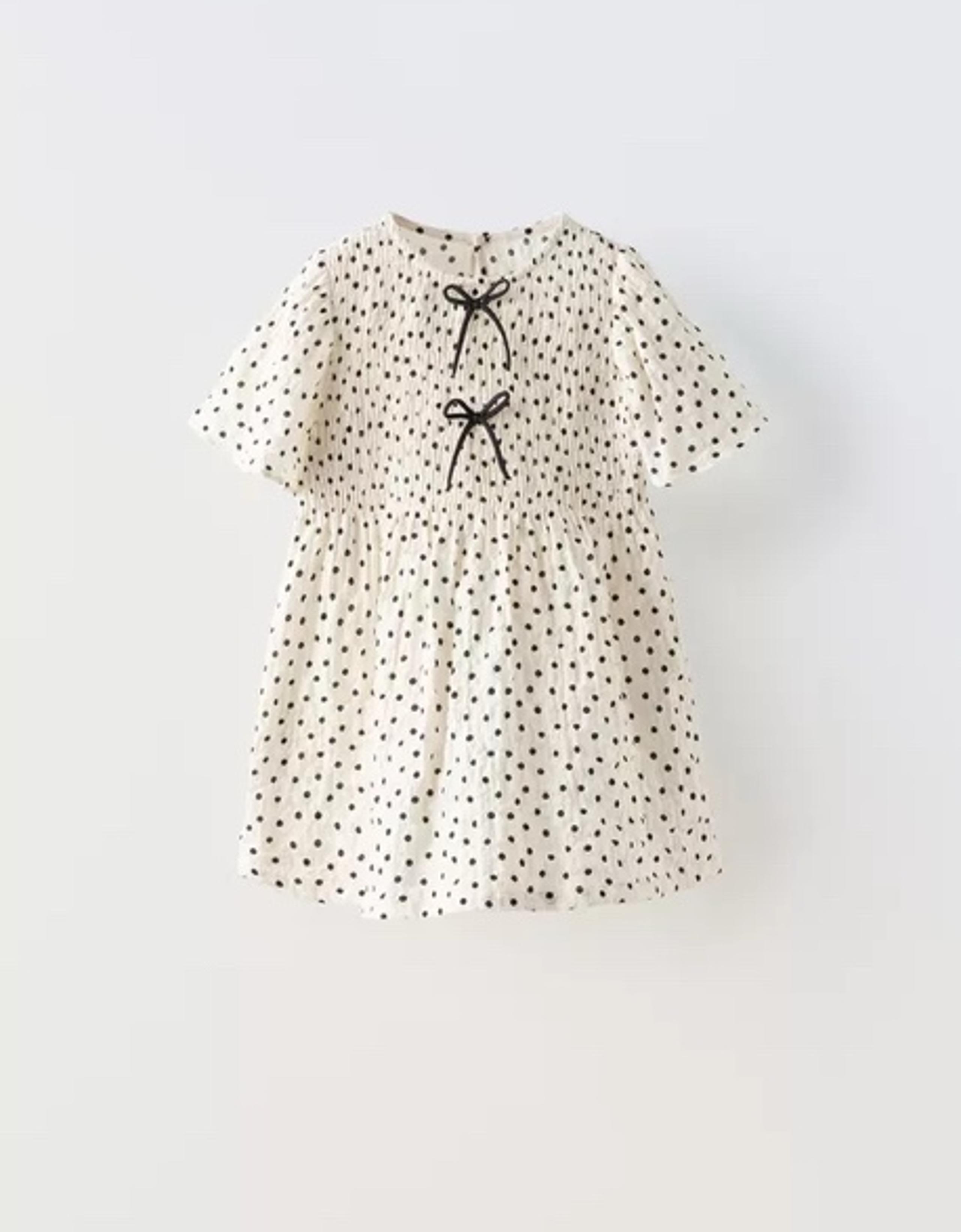 ZARA Girls Off-White Polka Dot Dress Size 4