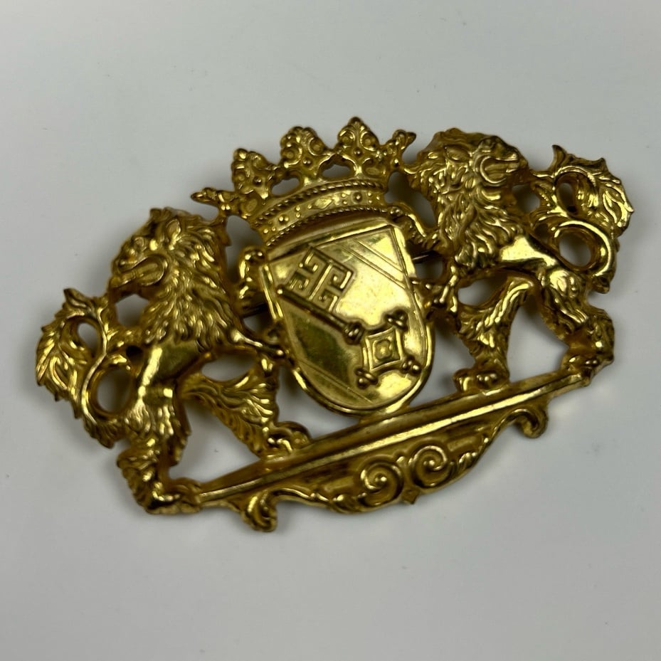 Vintage Miriam Haskell Russian gold royal brooch