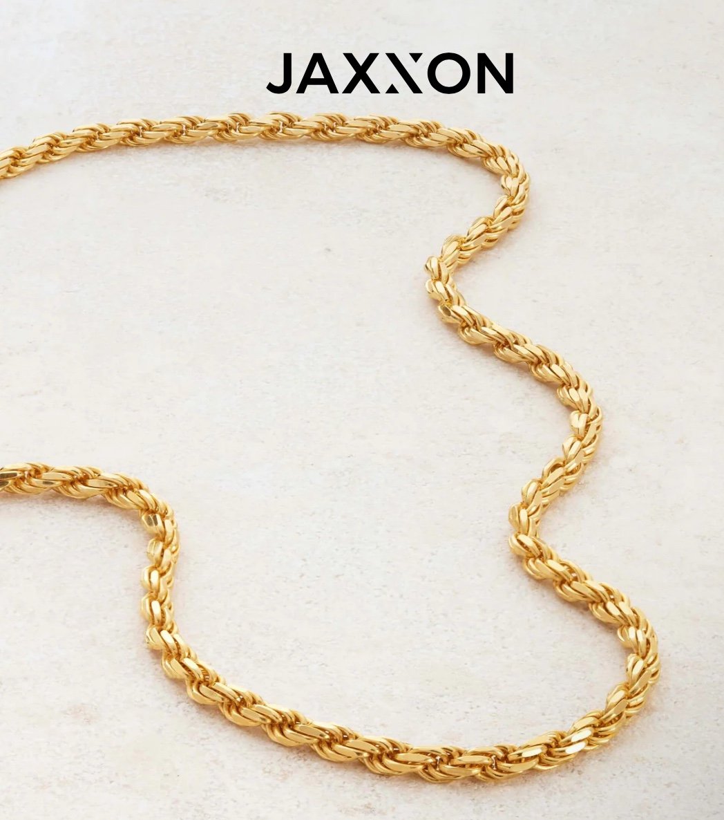 JAXXON Gold Rope Chain Necklace – Timeless Luxury