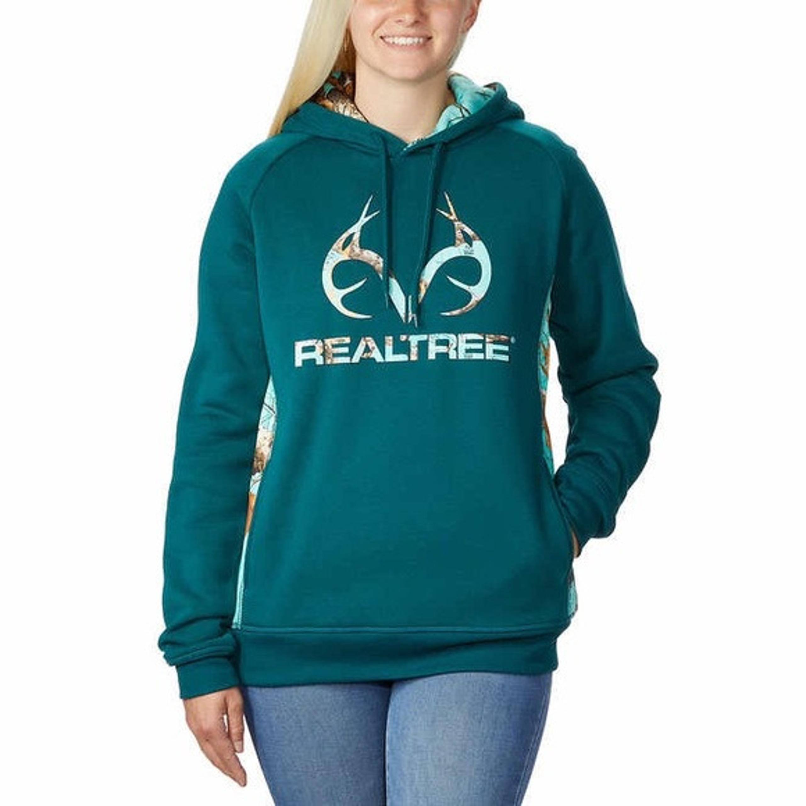 RealTree Women’s Fleece Hoodie Screen Print Logo Soft Hand Feel NWT Size M
