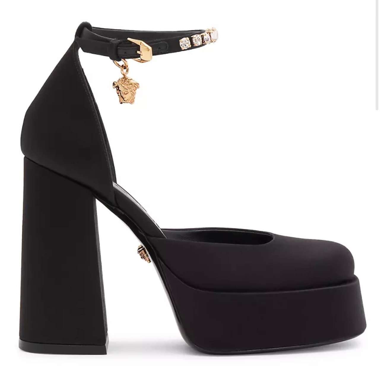 VERSACE Medusa Aevitas Satin Crystal-Embellished Platform Pumps Black 41EU/11US