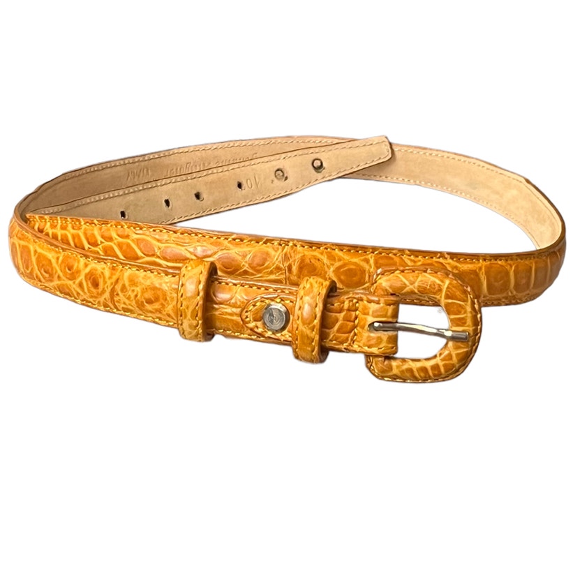 Tan skinny alligator belt made in Italy size 105