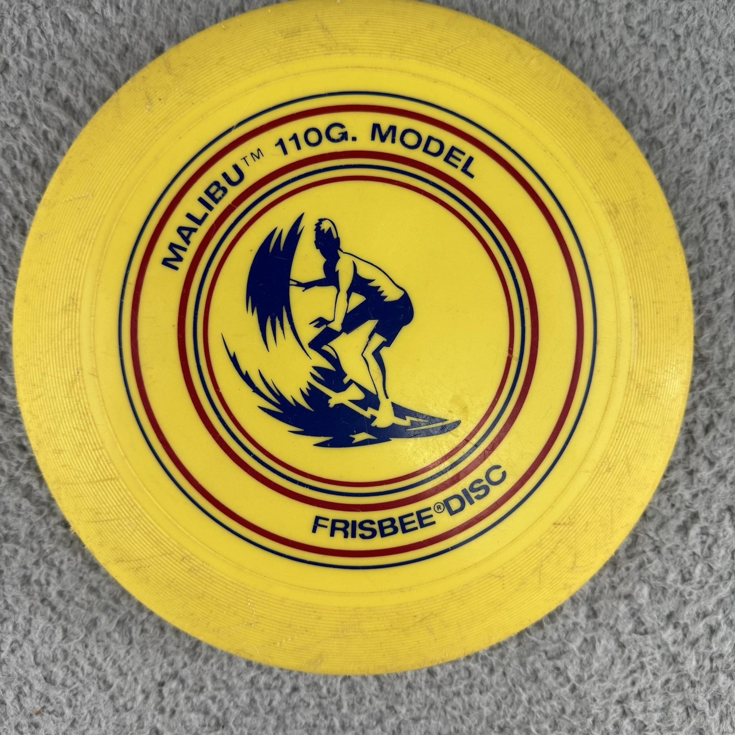 Wham-O Malibu 110G. Model Frisbee Disc Yellow Surfer Vintage Rare