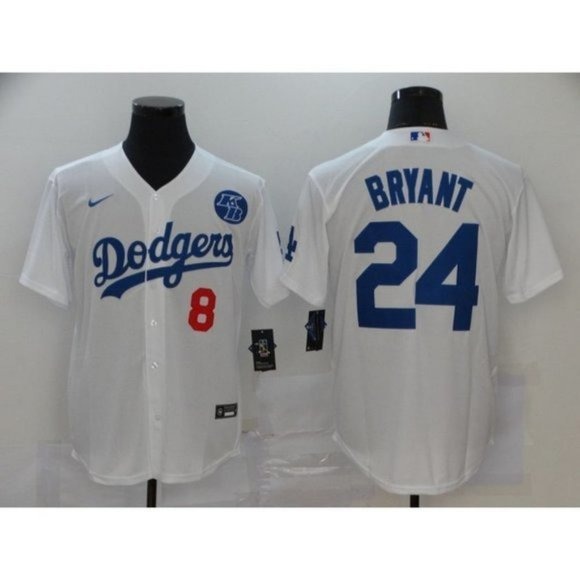 Kobe Bryant CUSTOM LA Dodgers Home Jersey with Patches 2XL