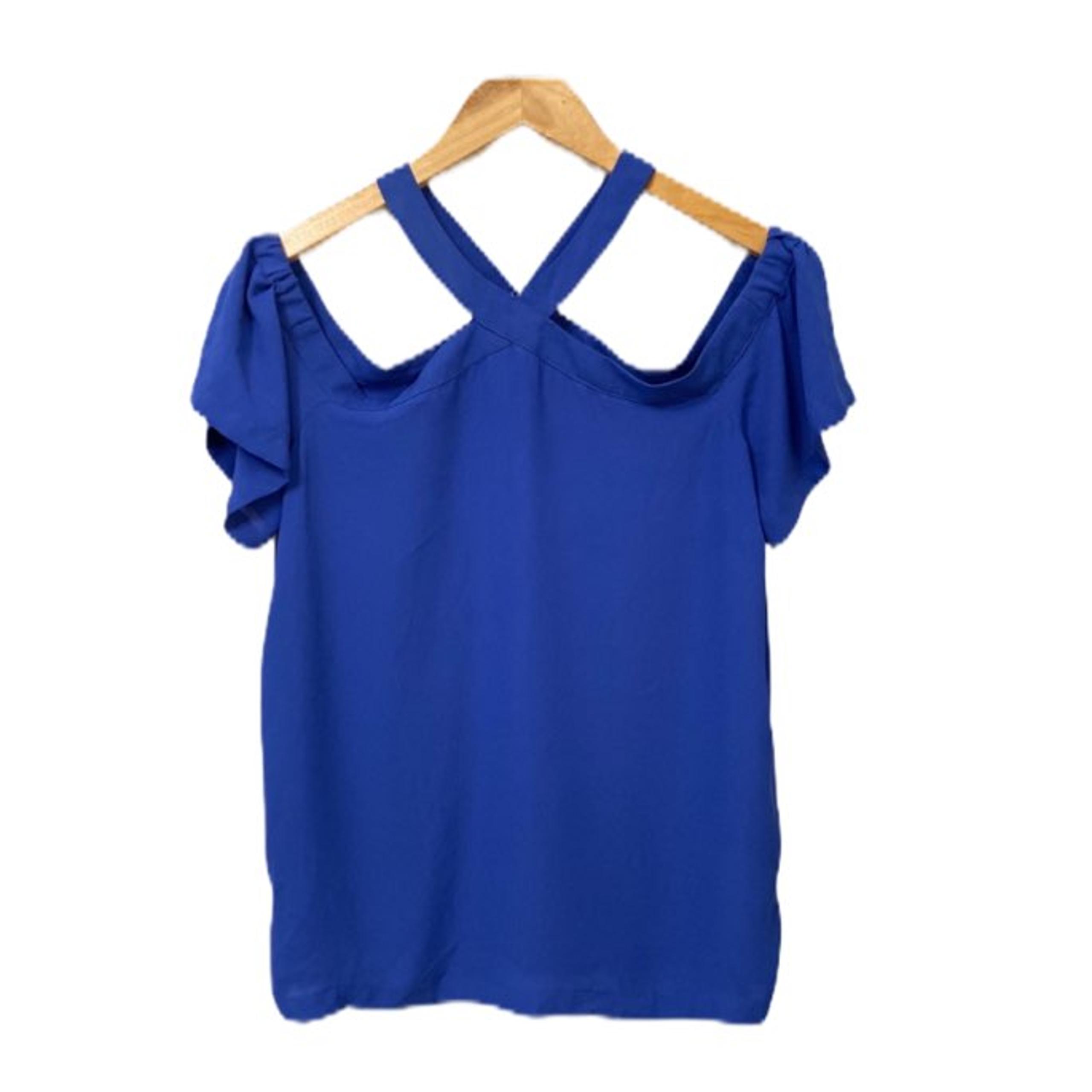 Loft Colbalt Blue Cold Shoulder Top S