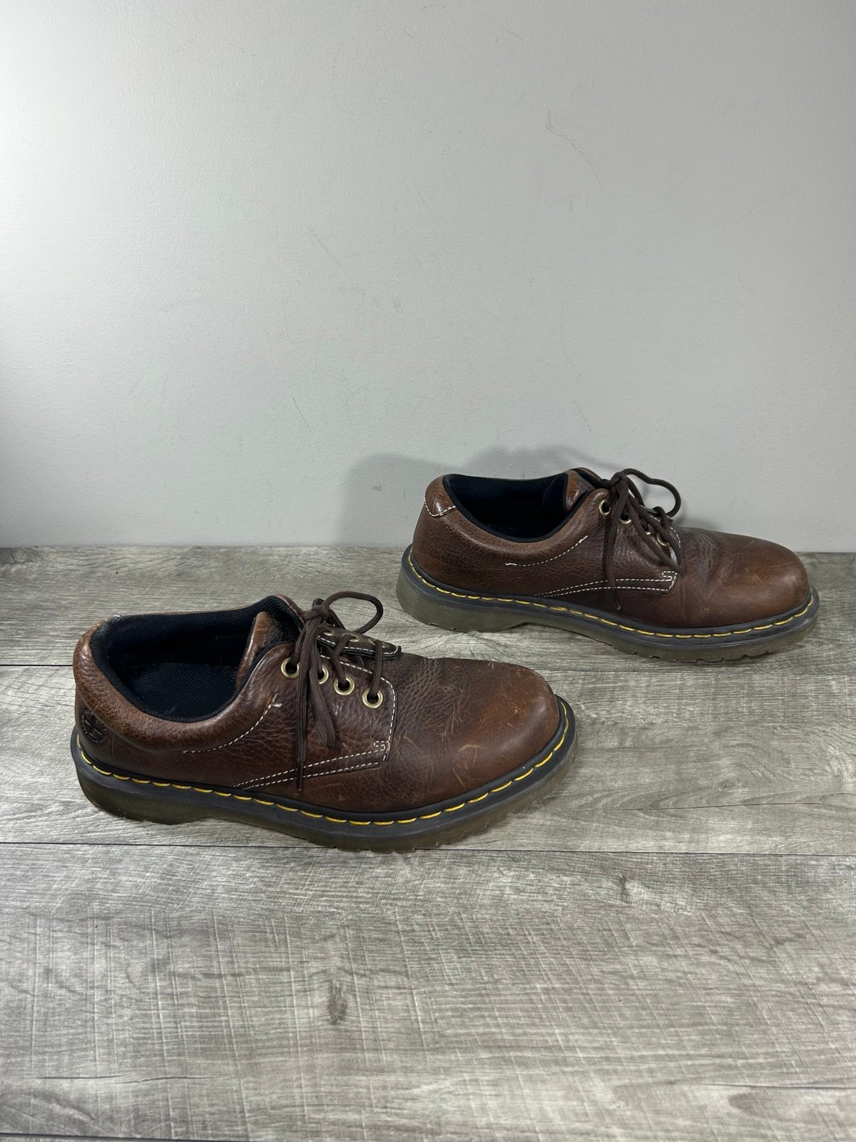 Dr Doc Martens Boston DMs Brown Leather Mens Lace Up Shoes Oxfords Size 9 Docs
