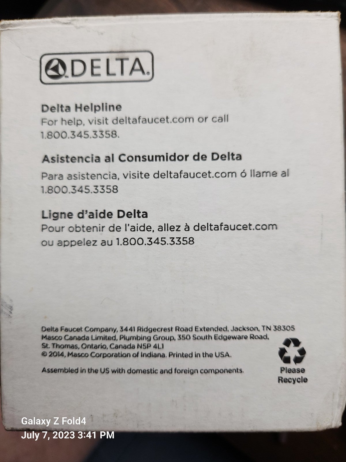 Delta faucet's hot and cold mixing valve for showers.