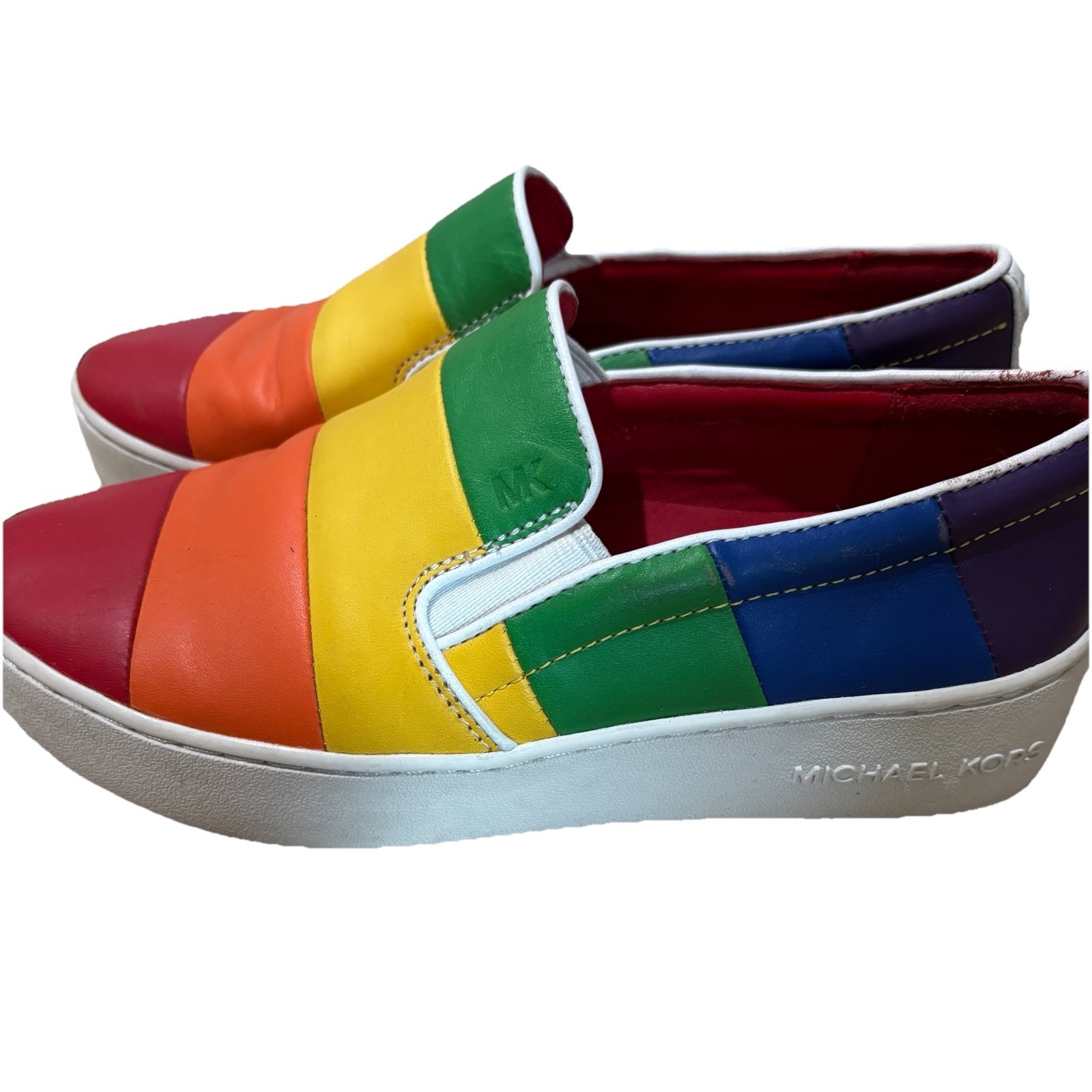 Michael Kors Dylan Rainbow Womens 5.5 leather slip on Pride shoes sneakers