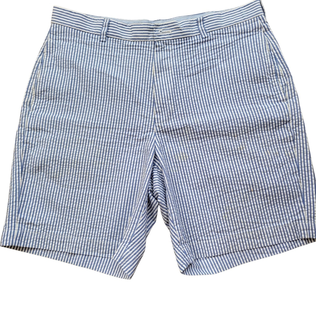 Brooks Brothers Seersucker Chino Shorts Blue White 100% Cotton Spring Men 36