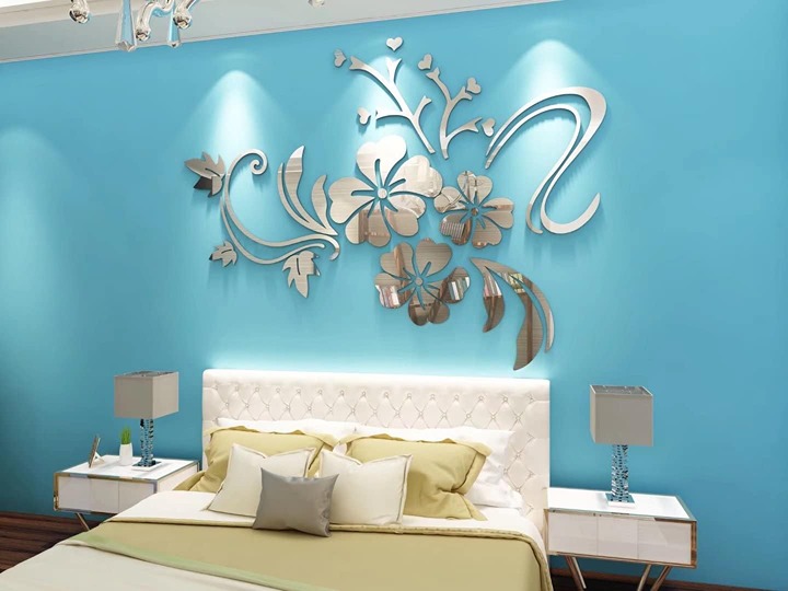 Wall Stickers 3D Flower Mirror