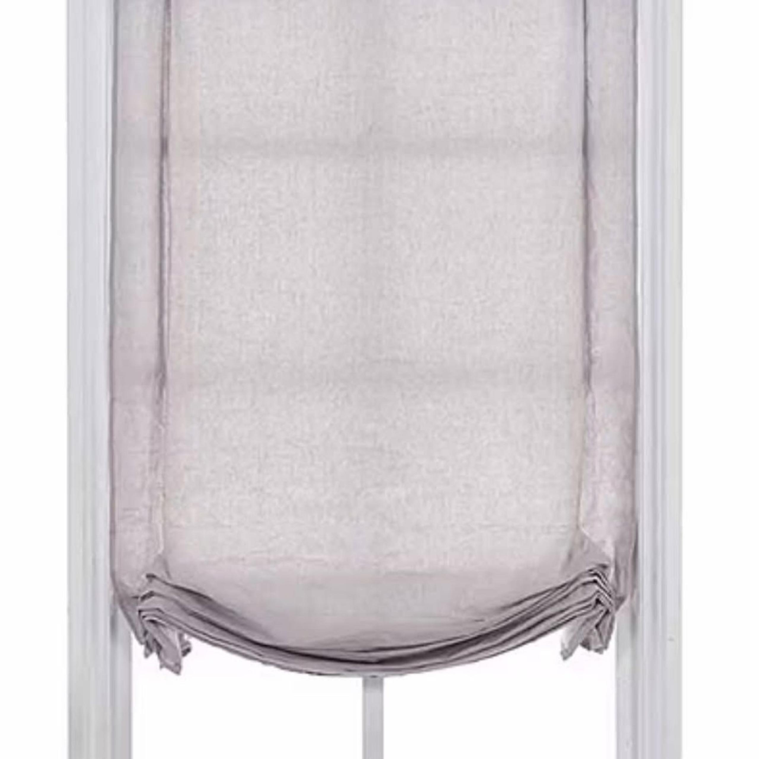69 x 36 Belgian Flax Linen Light Filtering Greyish Beige Roman Cordless Shade Curtain