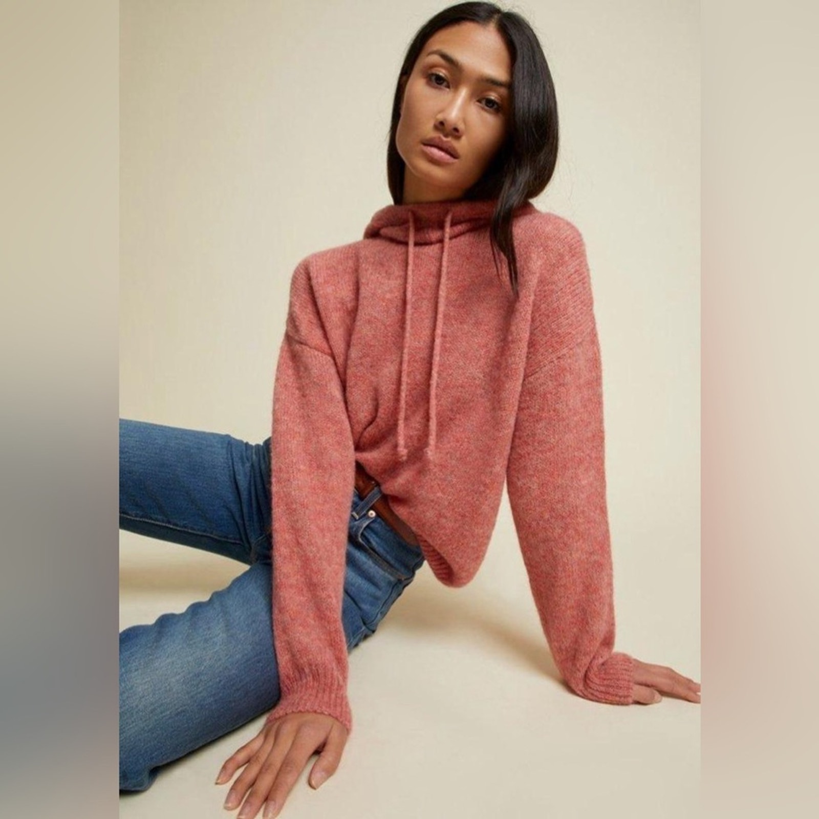 Nation LTD Tessa Baby Alpaca Blend Sweater Hoodie | Geranium Pink | XS