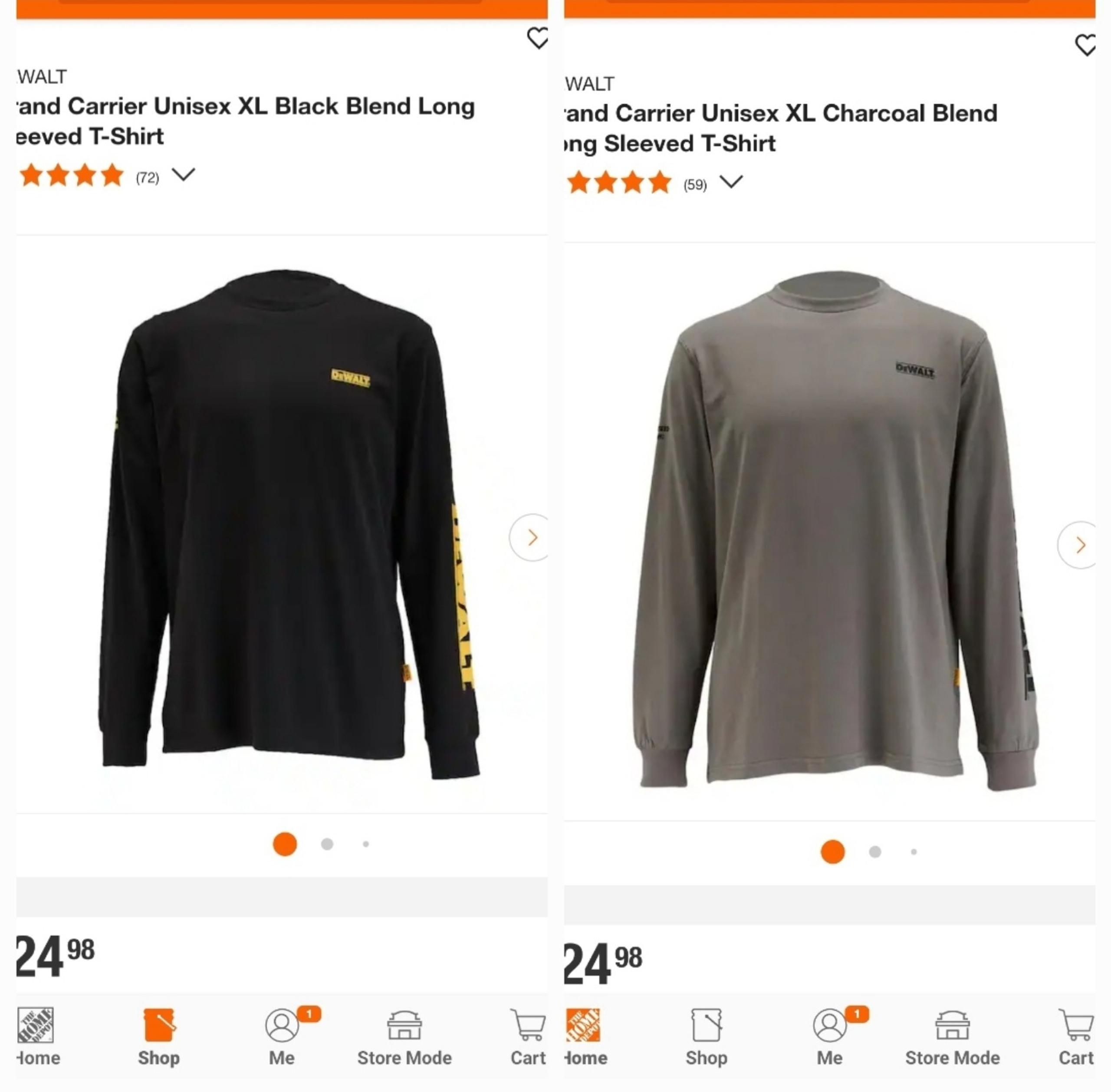 ⭐️NEW⭐️ DEWALT Unisex XL Blend Long Sleeved T-Shirt 2- Pack
