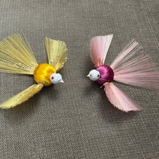 Vintage Stiff Nylon Thread Bird with Mica Christmas Bird Ornament