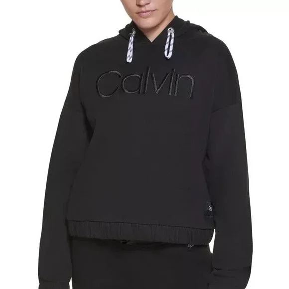 Calvin Klein Performance Embroidered Logo Hoodie - Black-Large