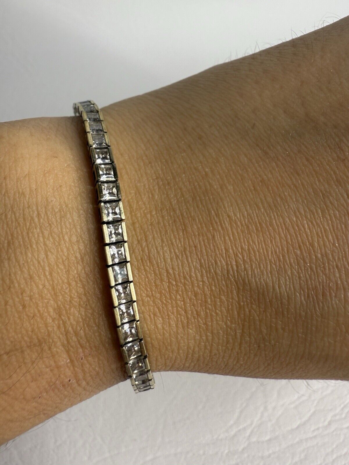 Vintage Cz Gold Vermeil 925 Sterling Silver Tennis Bracelet 8.5”