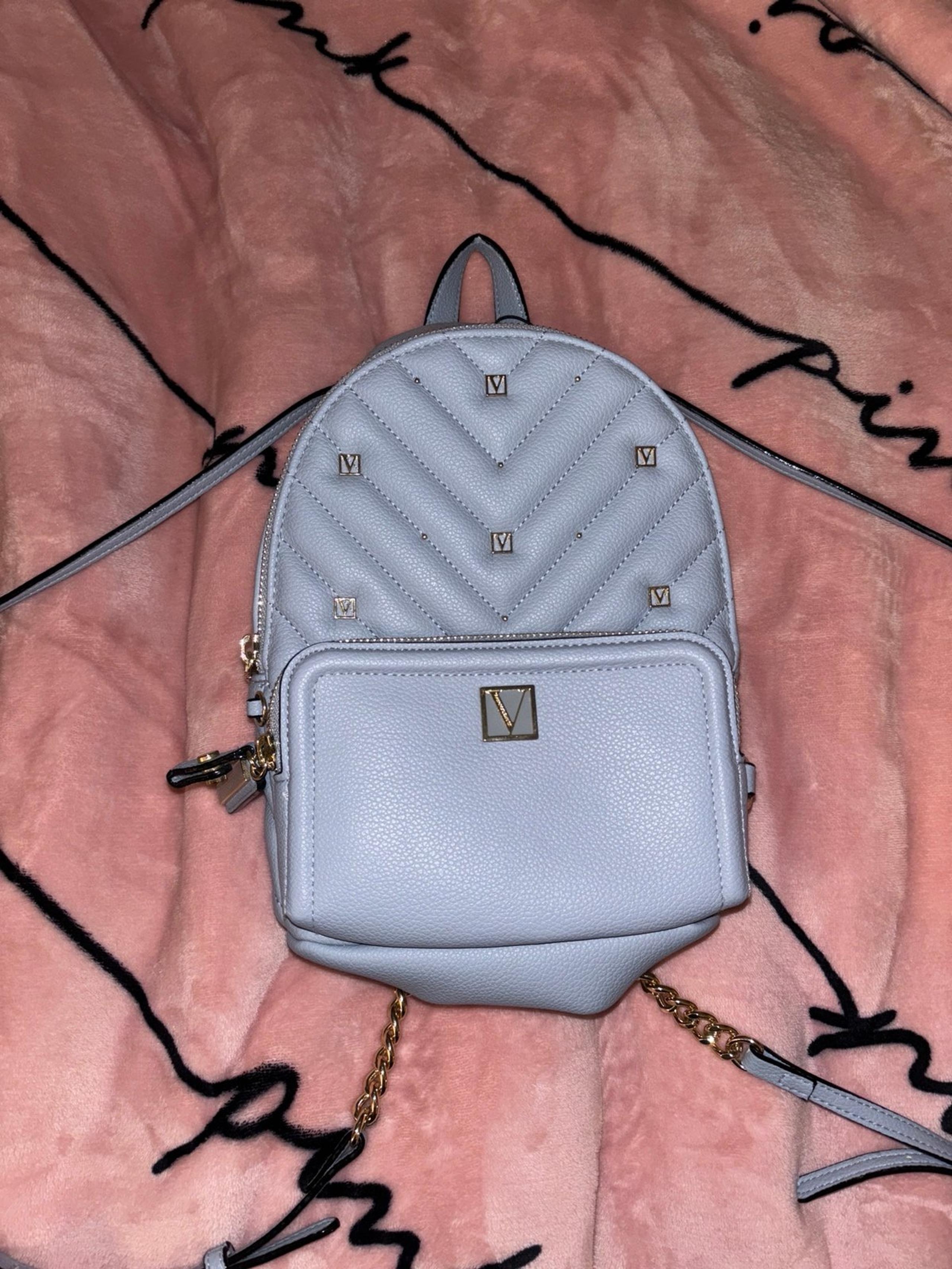 Victoria’s Secret Light Blue Faux Leather Mini Backpack Purse