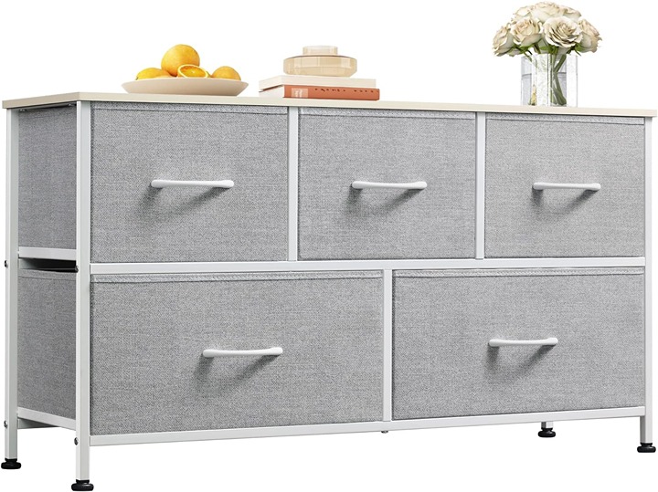 5 Drawers, Wide Chest of Drawers, Fabric Dresser, Storage Organization