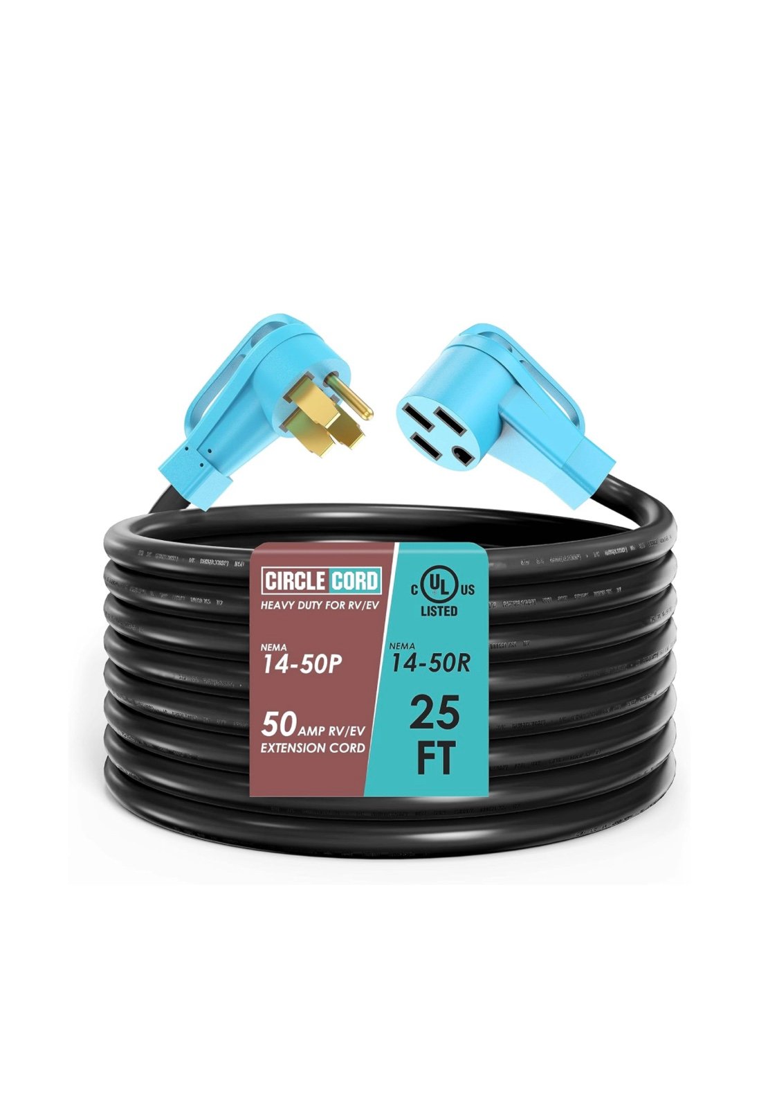 CircleCord UL Listed 50 Amp 25 Feet RV/EV Extension Cord (A1)