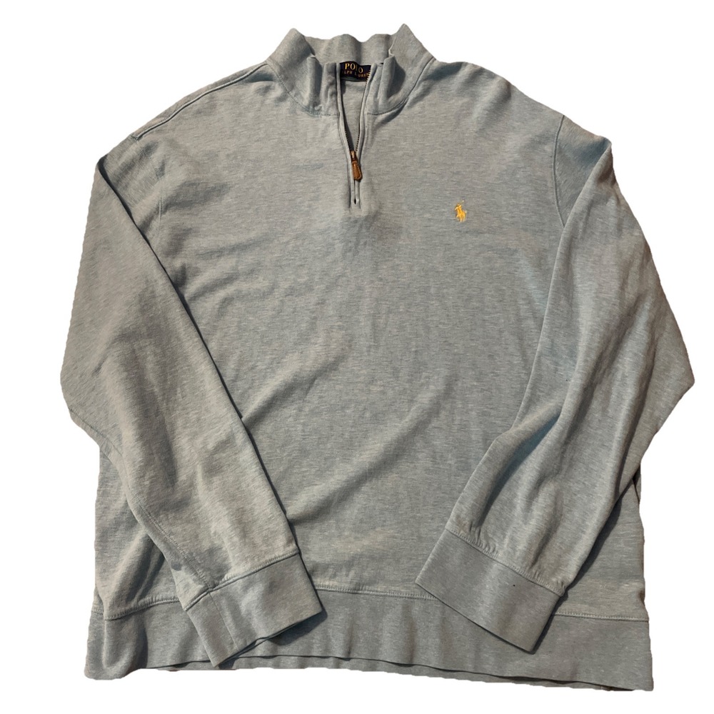 Polo Ralph Lauren Mens 1/4 Zip Pullover Sweater Soft Baby Blue Size XXL