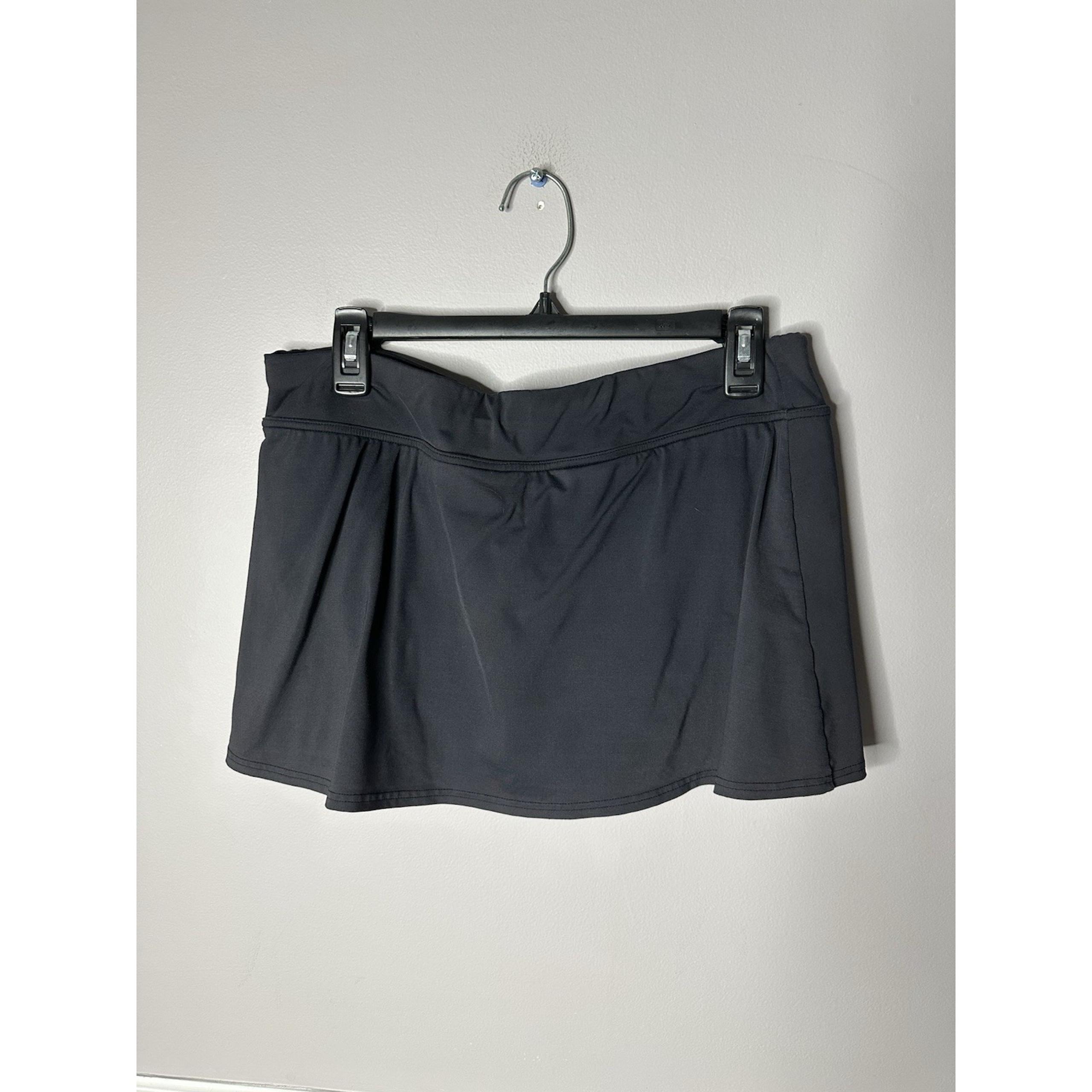 Lands End Swim Skort Womens SZ 12 Black Activewear Flowy Lined SPF Tennis