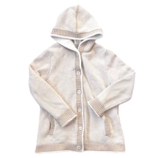 L.L. Bean Women’s Cotton and Wool Blend Diamond Knit Shearling Cardigan Sweater