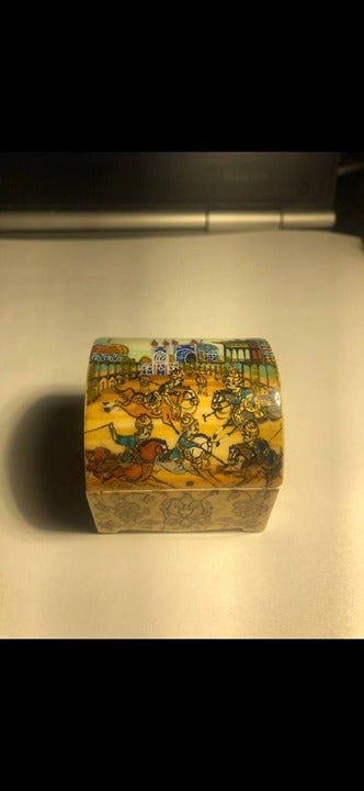 Hand Made Hand Painted Camel Bone Gift Box And Jewelry Box Multi Natural Colors