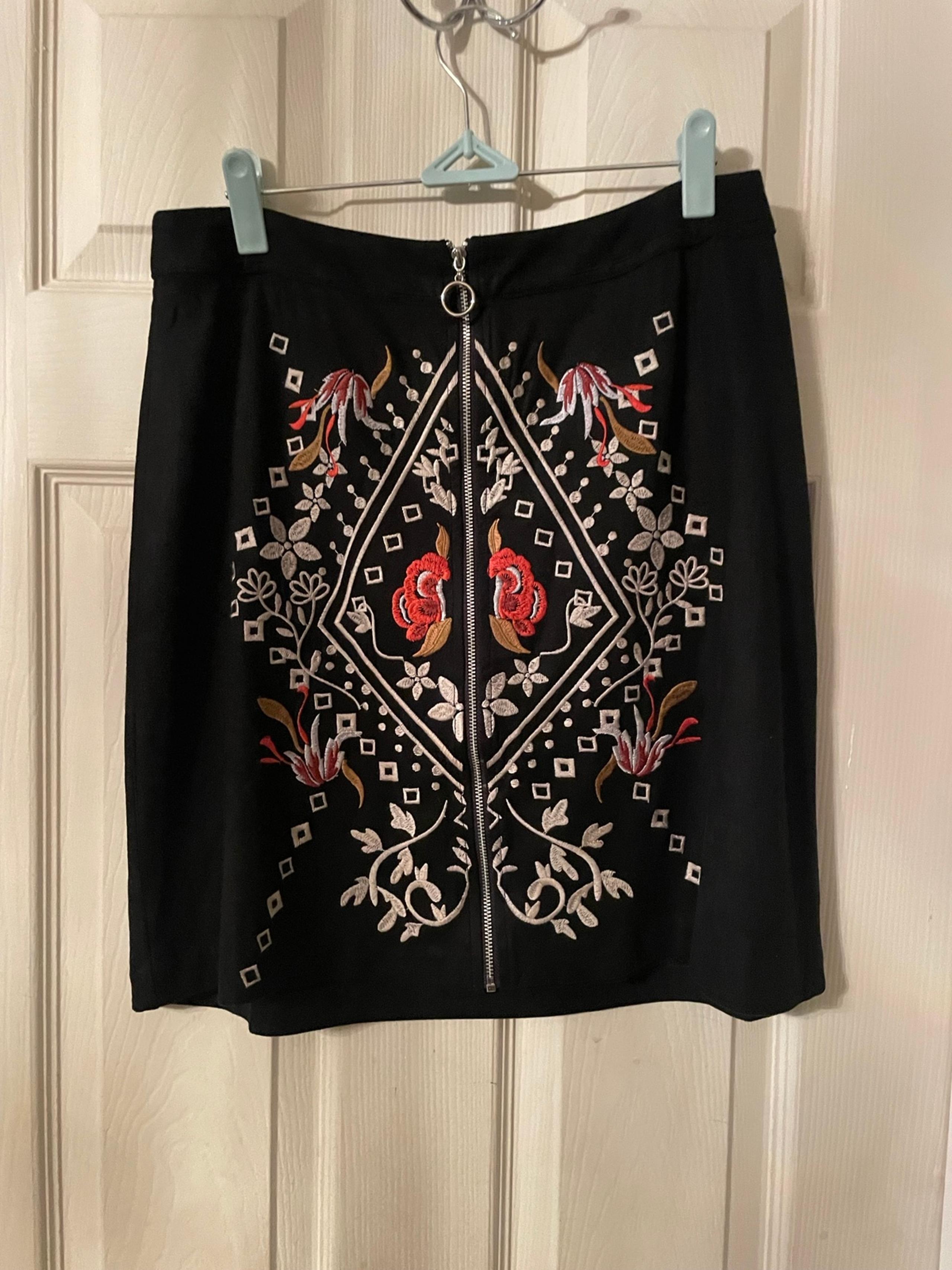THML black Embroidered micro suede mini skirt Woman’s large