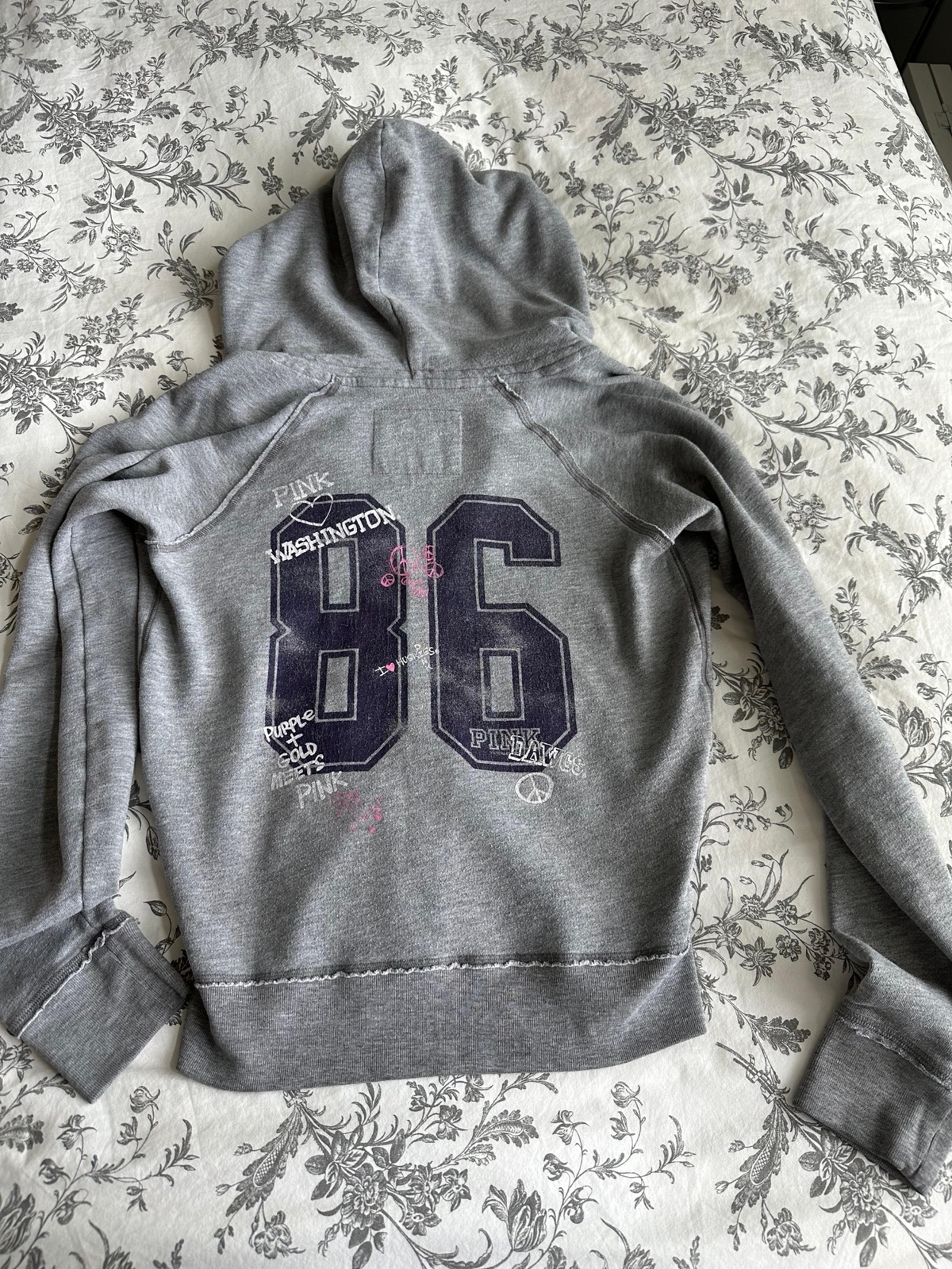 Pink Victoria's Secret Jacket Small Gray Women Jones& Mitchell 86 Full Zip Hoode
