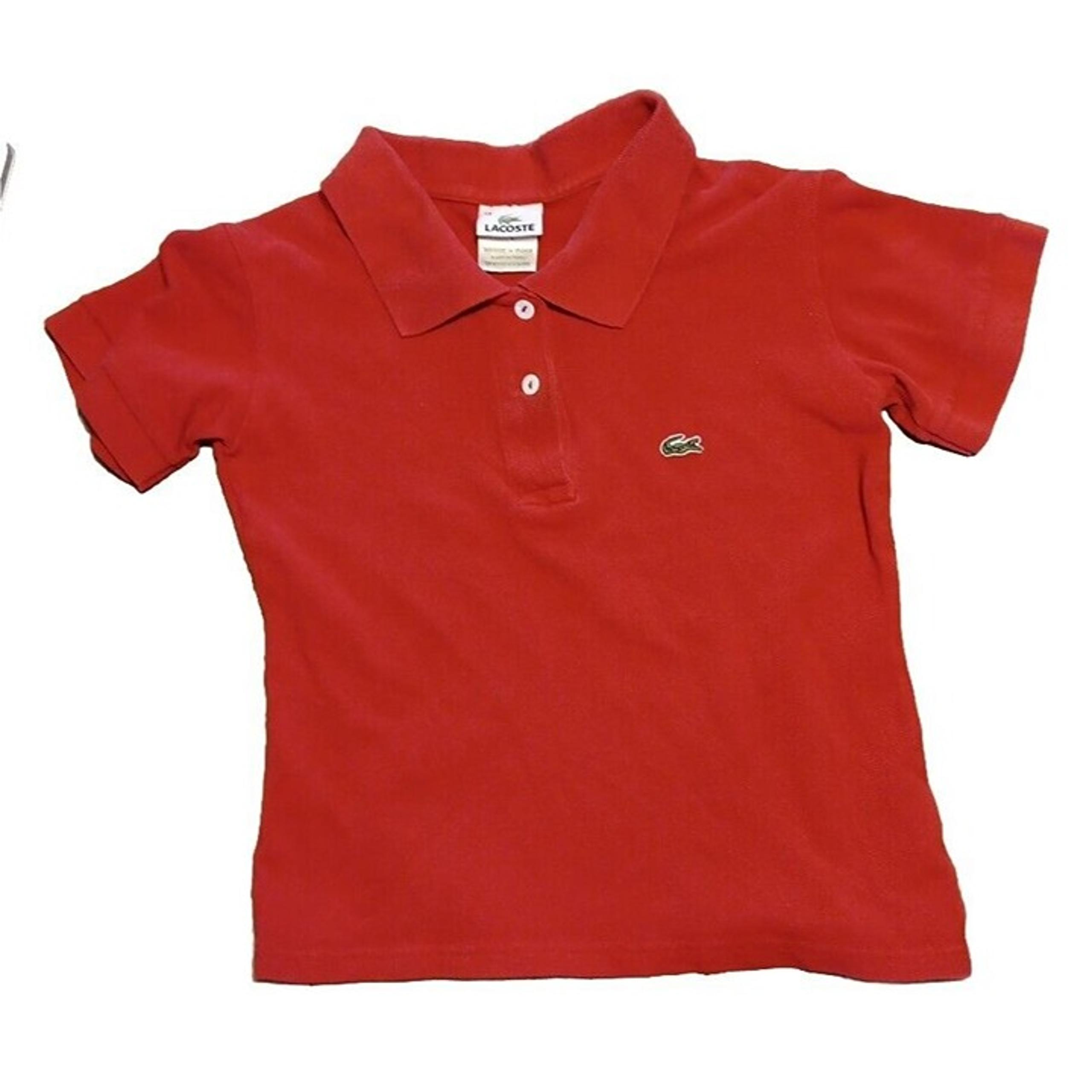 Vtg Lacoste Boy's Sz 34 M Red Polo Shirt Crocodile Short Sleeve Cotton Pique