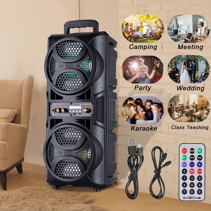 3000W TWS Portable Bluetooth FM Party Speaker Sub Woofer Heavy Bass Sound System