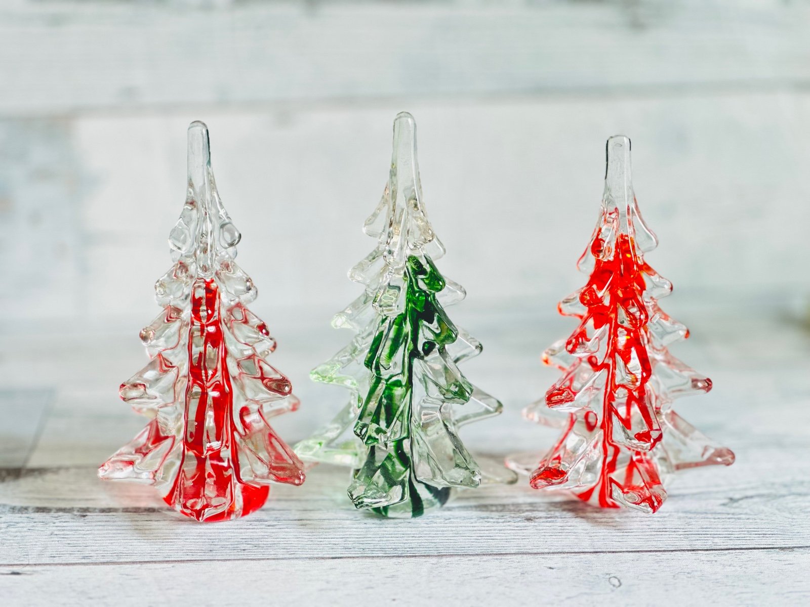 Vintage Silvestri 6.5” Art Glass Christmas Trees (set of 3) STUNNING