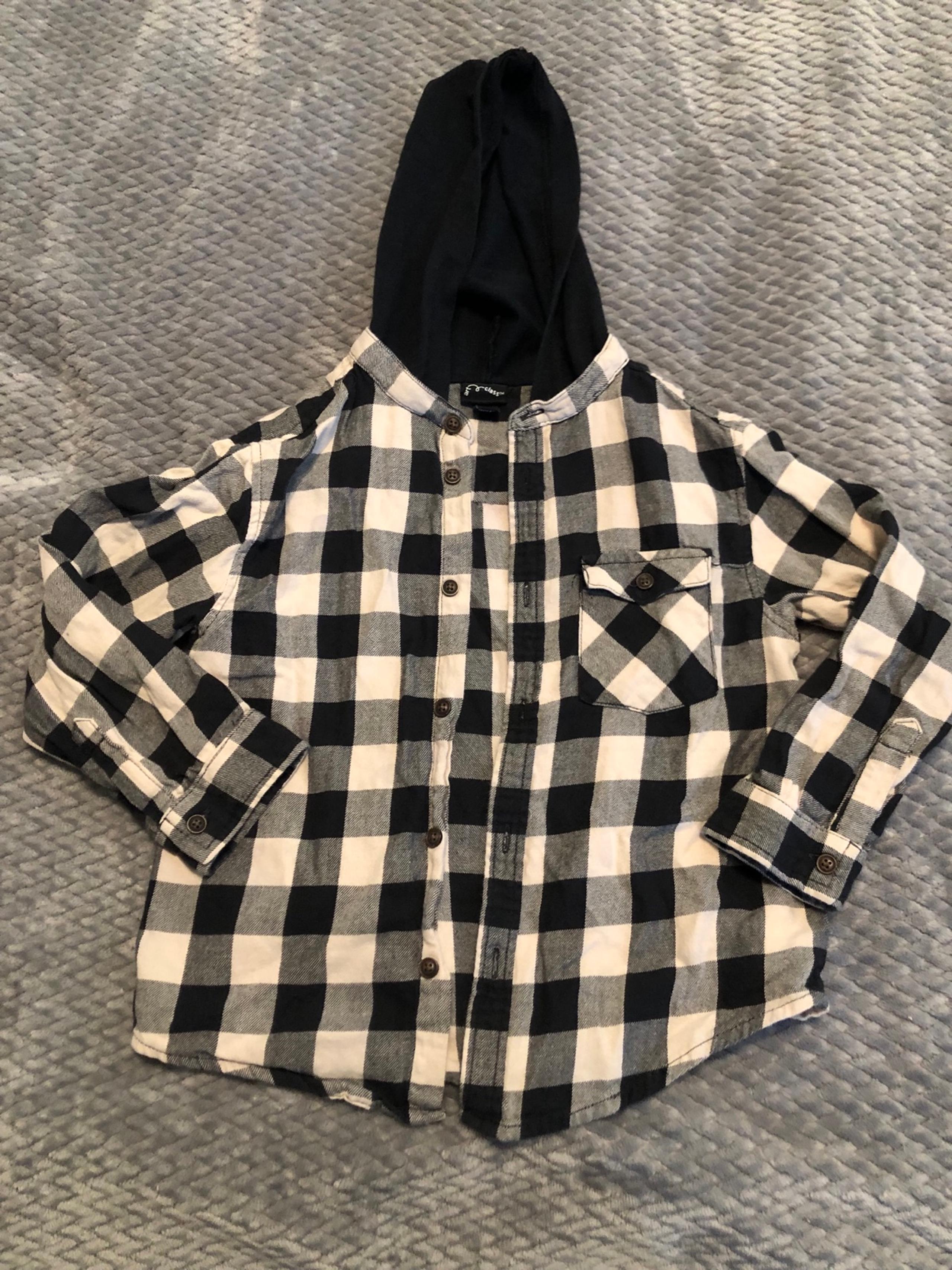 Toddler Long Sleeve Plaid Hooded Button Up Shirt by Art Class - size 4T