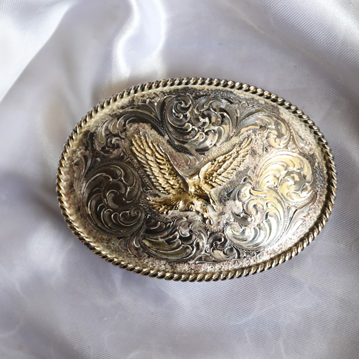 Flying Eagle Montana Silversmiths Ornate Belt Buckle Sterling Silver Plate