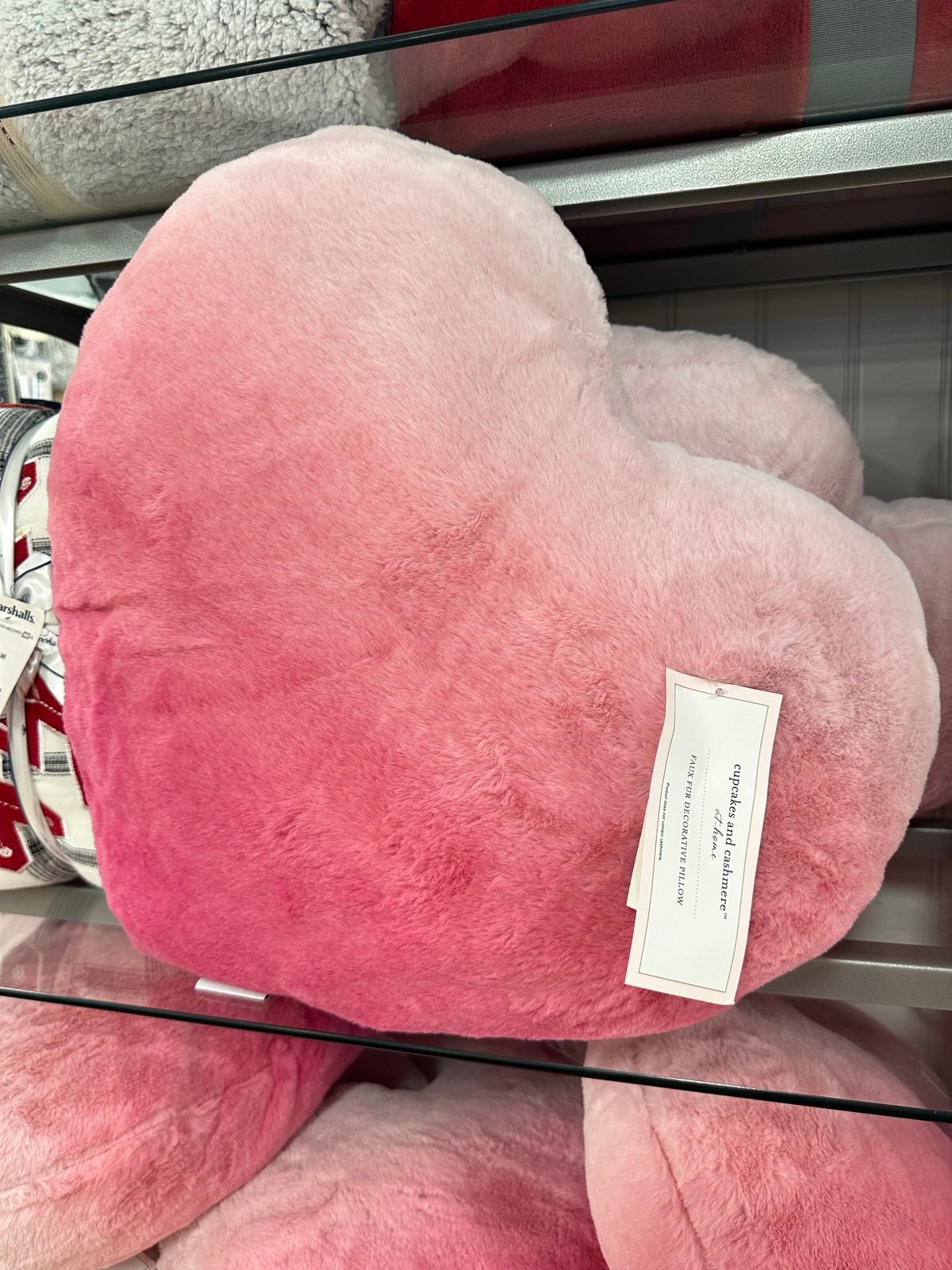 Cupcakes and Cashmere Pink Heart Faux Fur Pillow