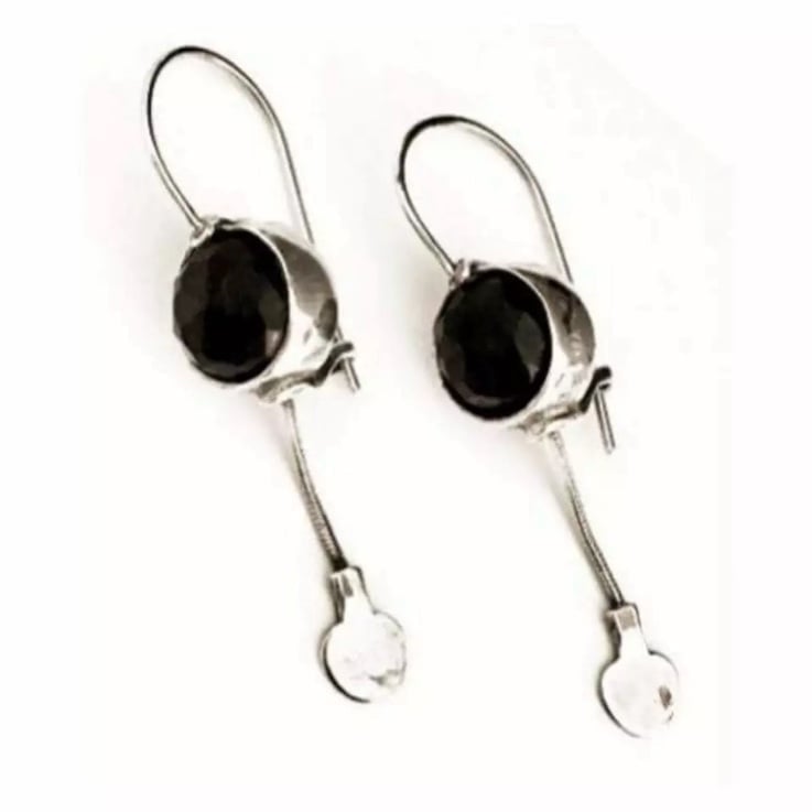 Silpada 925 Faceted Matte Black Onyx Modernist Dangle Hooked Earrings