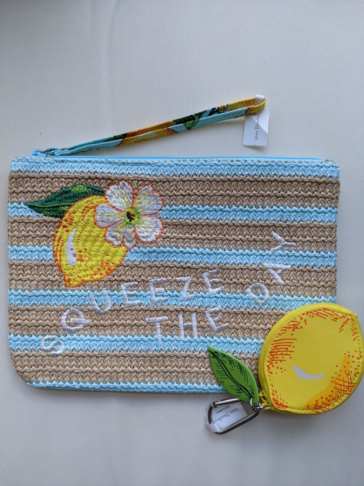 Vera Bradley lemon straw pouch and coin purse bundle BNWT