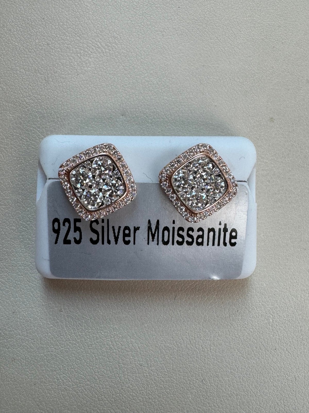 925 Sterling Silver Rose Moissanite Earrings