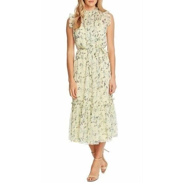 CeCe Multicolored Lemonade Floral Belted Midi Dress Size 22 NWT