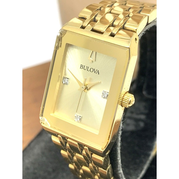 Bulova Women’s Watch 97P140 Quartz Diamond Dial Gold Stainless Steel CHIP
