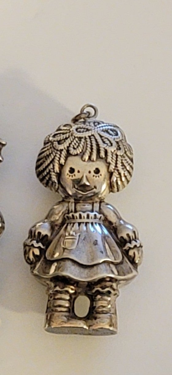 Sterling Silver Bobbs Merrill 3D Raggedy Ann Pendant / Christmas Ornament