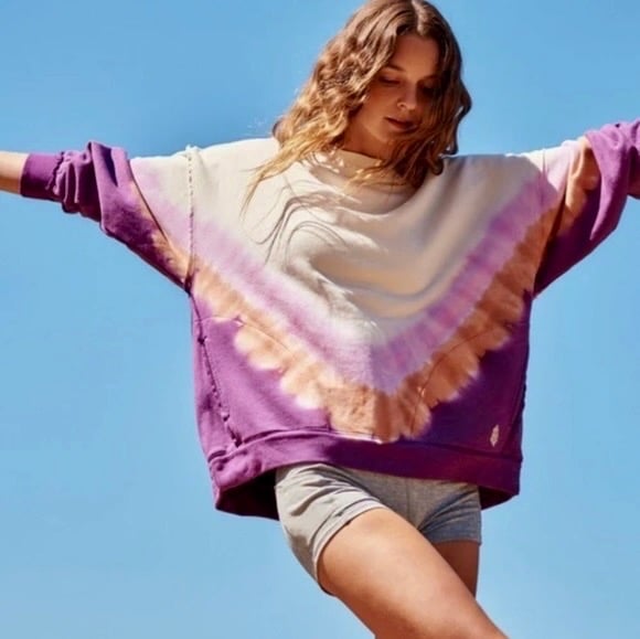 FP Movement FREE PEOPLE Ombre Metti Crew Sweatshirt Shirt Ombre Tie Dye Medium