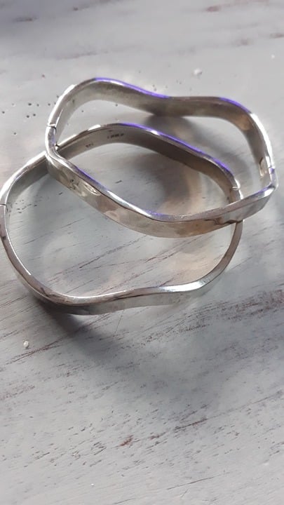 Solid 925 set of bangle bracelets
