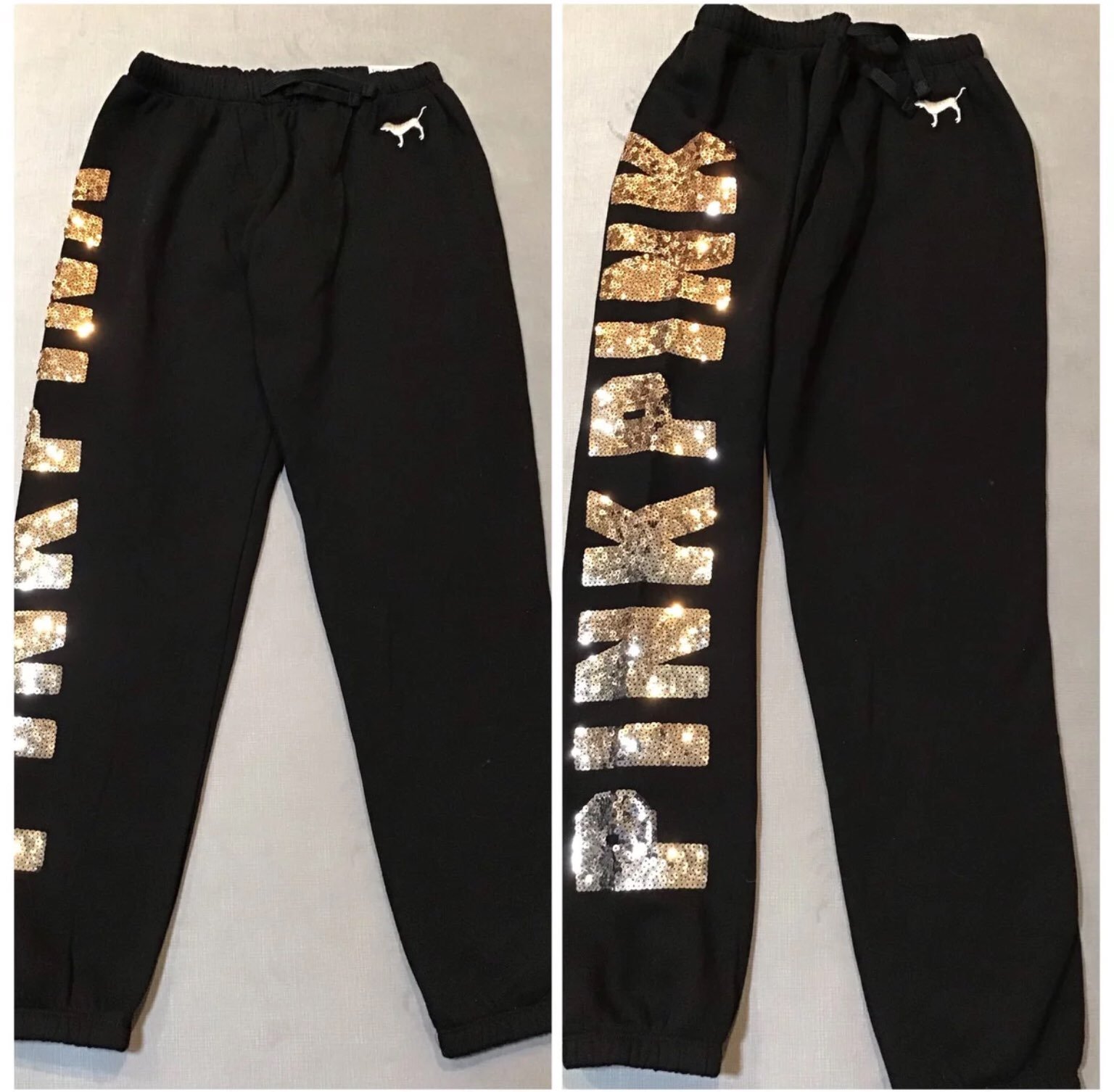 Victoria's Secret VS pink silver gold ombre bling classic gym pants