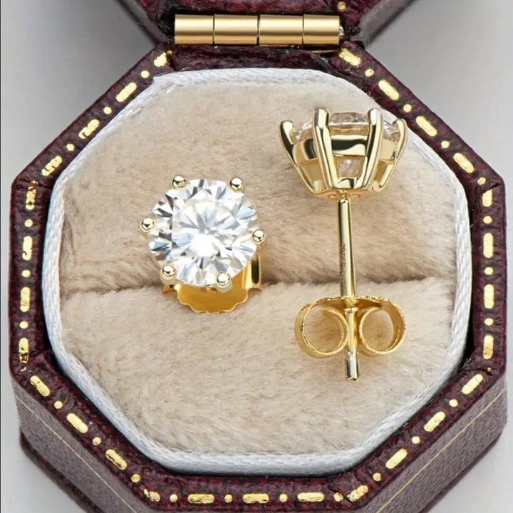 14K Gold Mens .5ct Moissanite Stud Earrings 1/2 ct Real Authentic New Jewelry