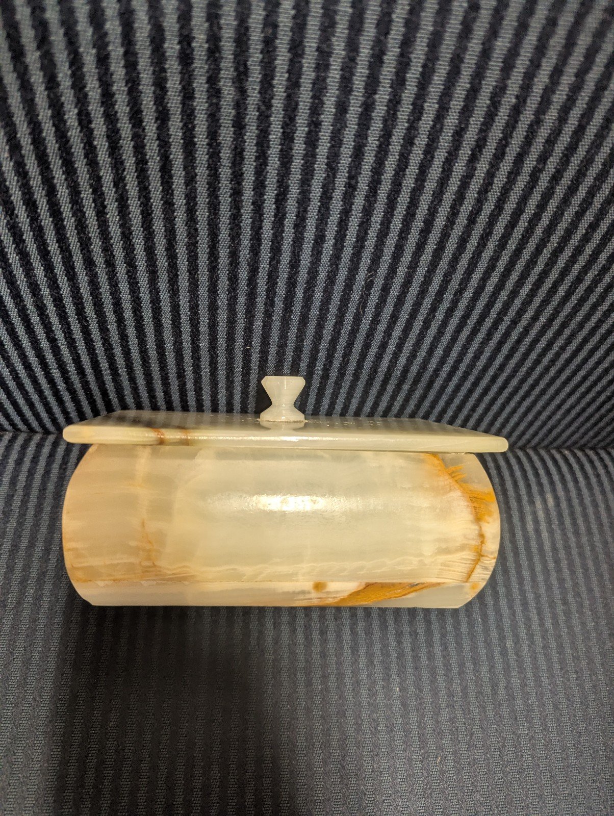 Onyx Marble Hand Crafted Jewelry Box Vintage Ring Rectangle Lidded 2.5 X 6