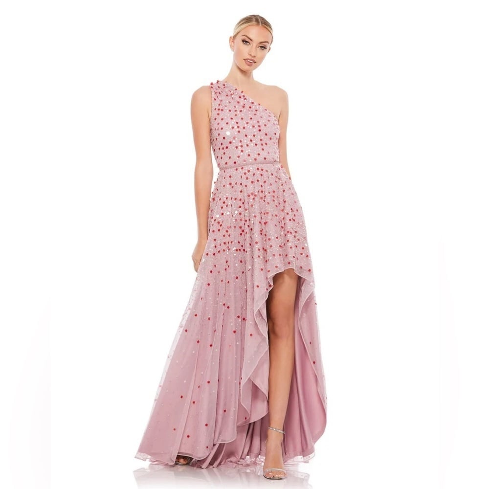 Size 8 Mac Duggal 10825 NWT One Shoulder Paillettes Dress