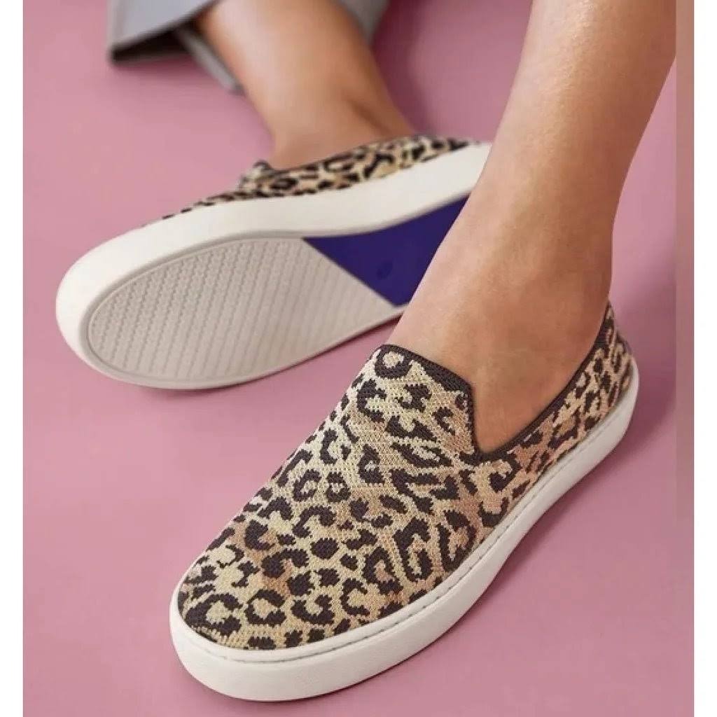 Rothy's Desert Camo Cat Animal Print Slip On Sneakers Size 8.5