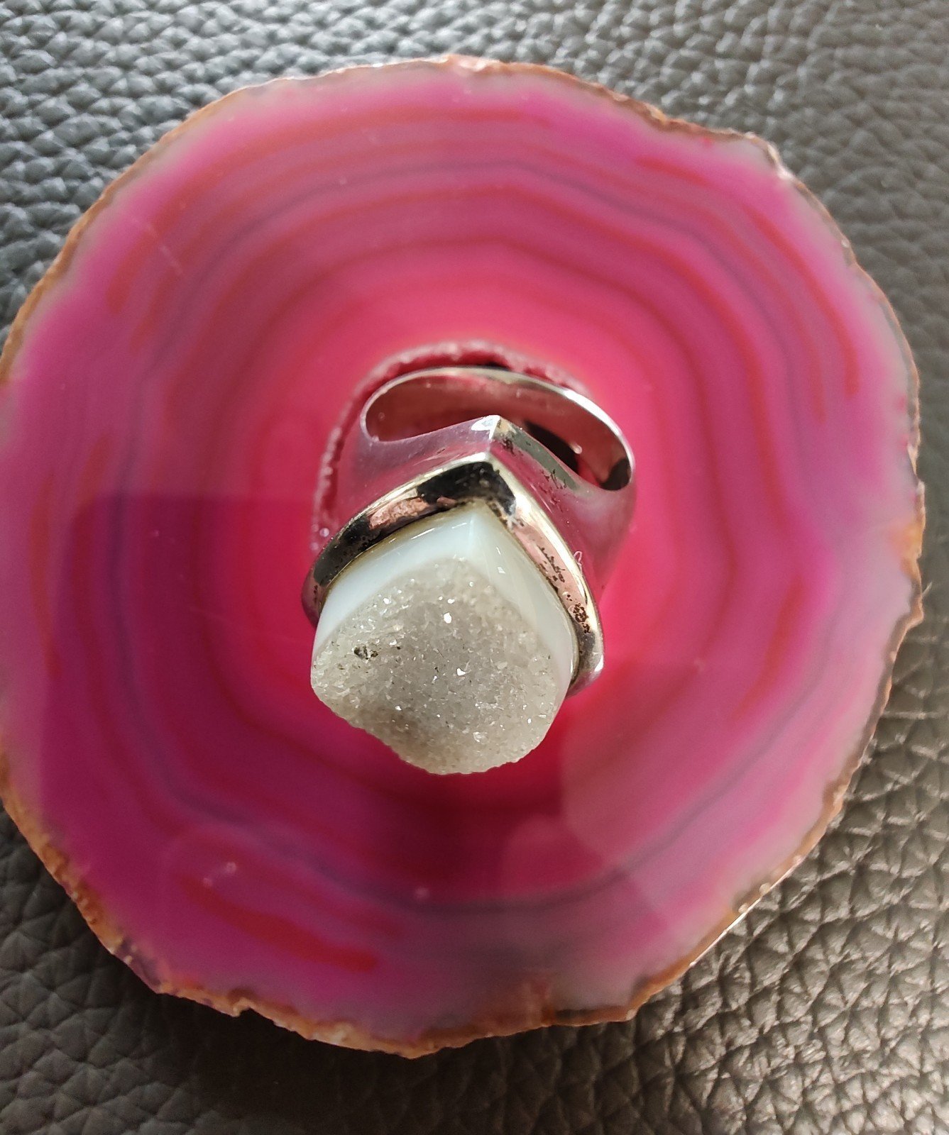 WK Whitney Kelly 925 Drusy quartz ring size 9