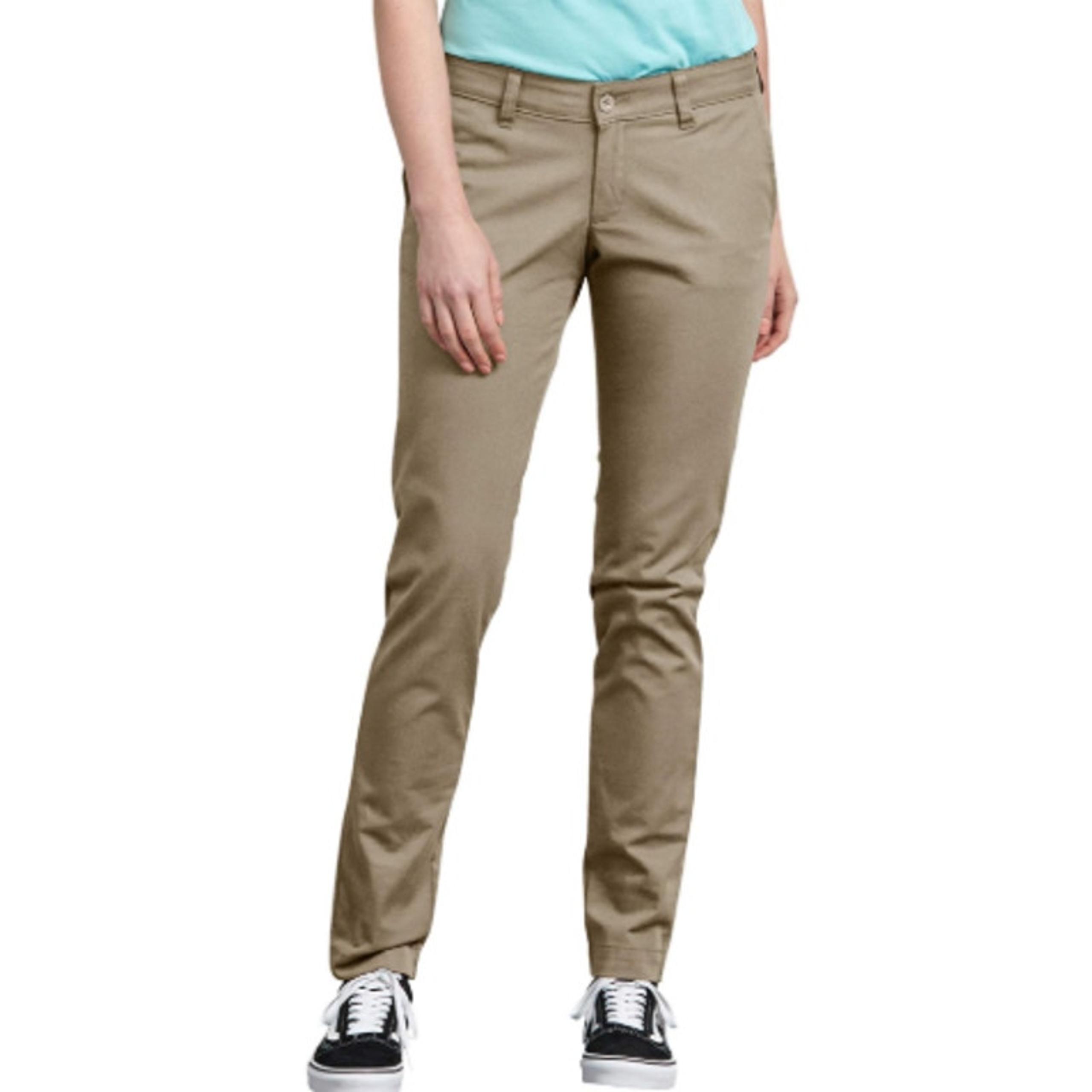 NWT Dickies Mid-Rise Twill Slim Skinny Pants Rinsed Desert Sand Junior's Size 14